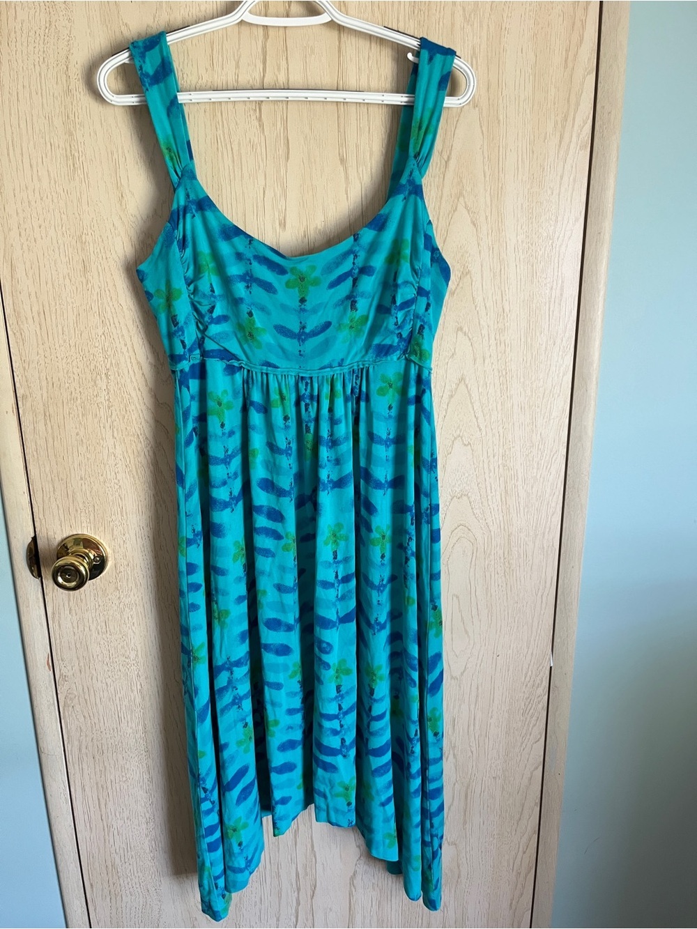 FRESH PRODUCE IMPROMPTU "DRAGONFLY" PRINT DRESS Aqua Blue Green Sz Medium